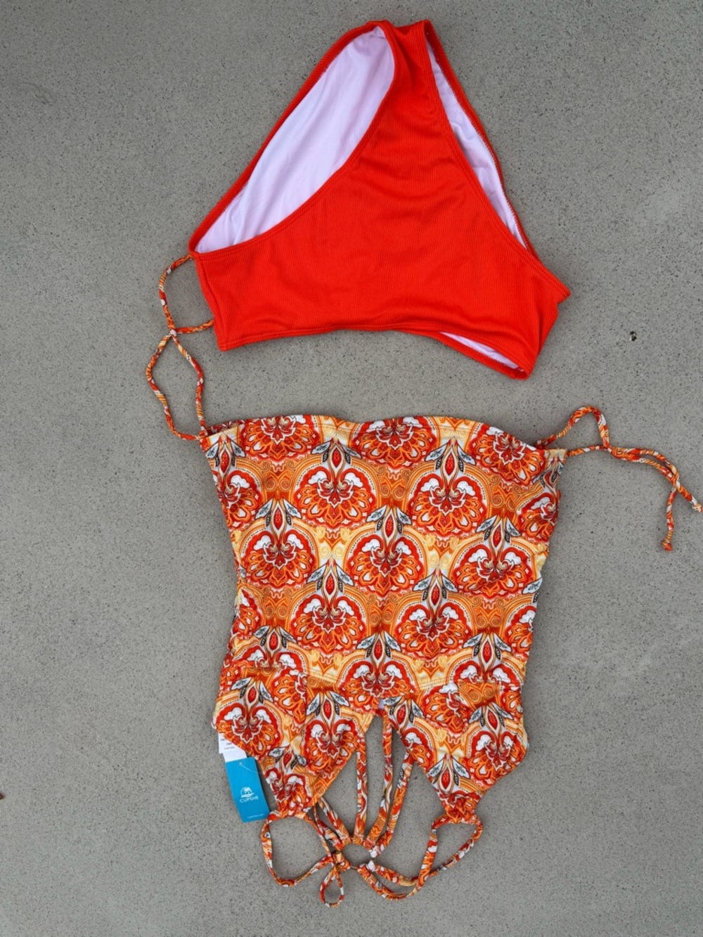 NWT Cupshe Burnt Orange Tankini Set Adjustable Straps Size Large